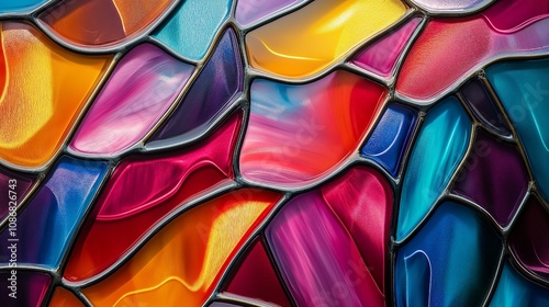 Vibrant abstract pattern of colorful overlapping shapes in layers photo