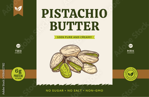 Pistachio butter label and packaging design template