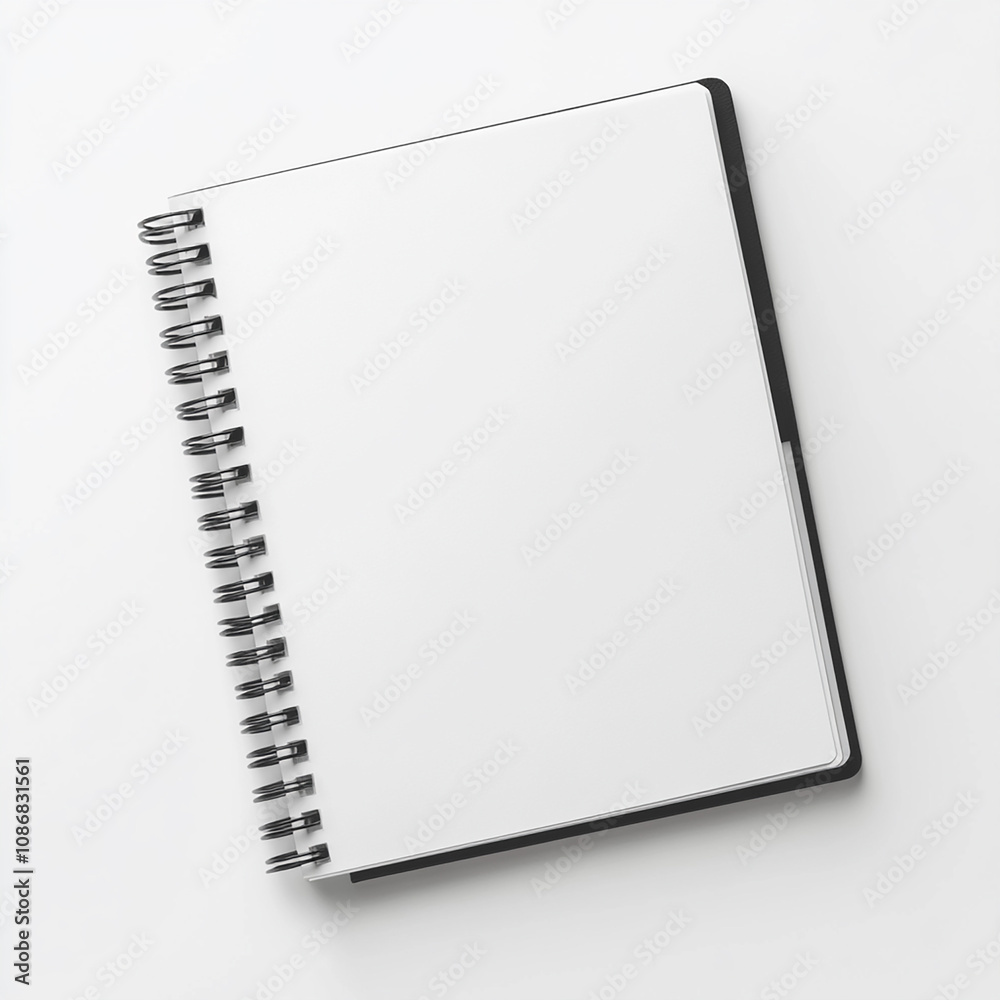 Notepad mockup, spiral notebook with blank white paper on a white background Notepad mockup, spiral notebook with blank white paper on a white background