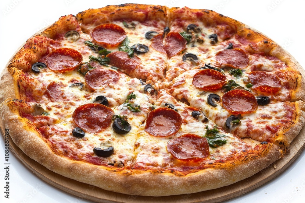 Delicious Pizza on Table Close Up Delicious Pizza on Table Close Up