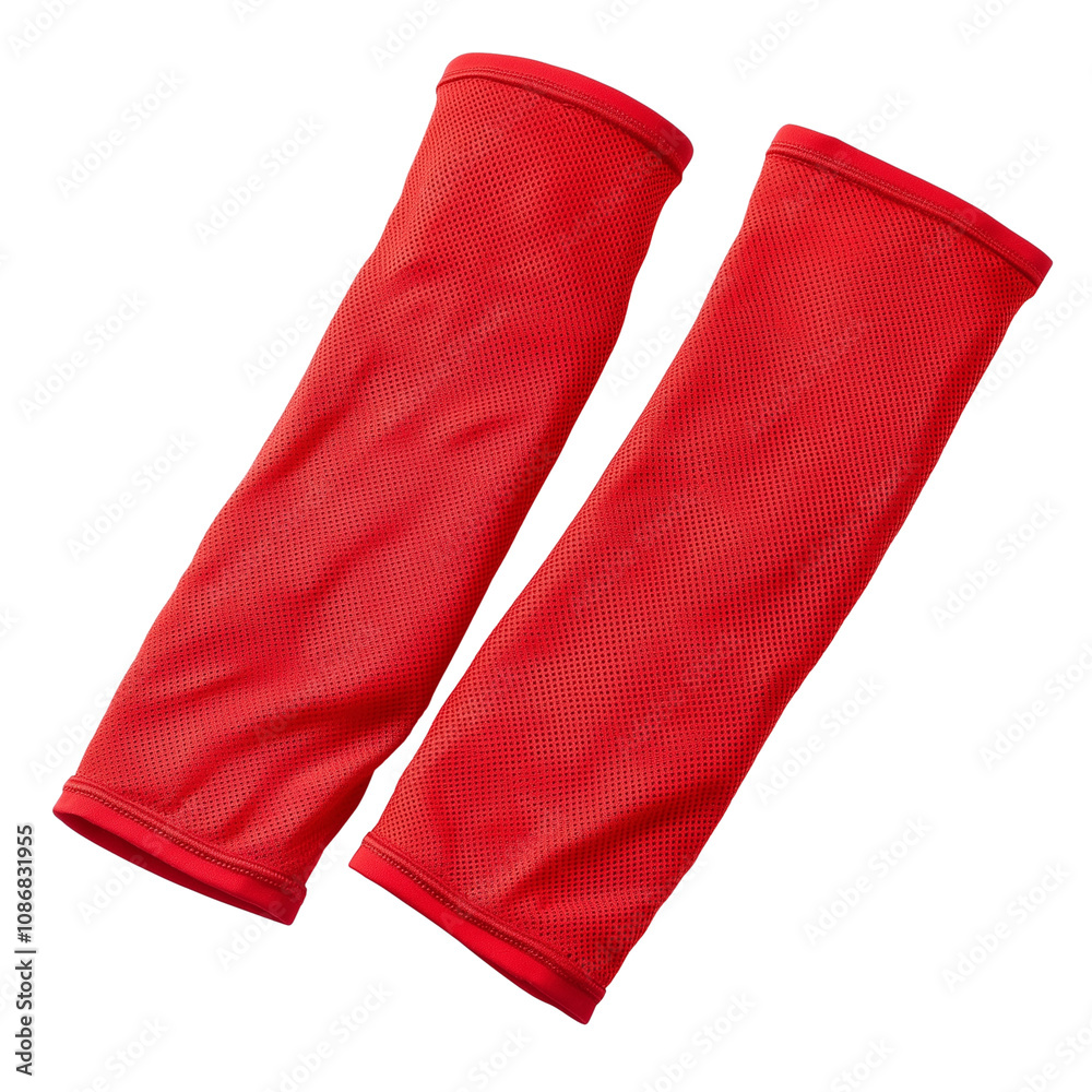 Pair of athletic red arm sleeves isolated on transparent background Pair of athletic red arm sleeves isolated on transparent background