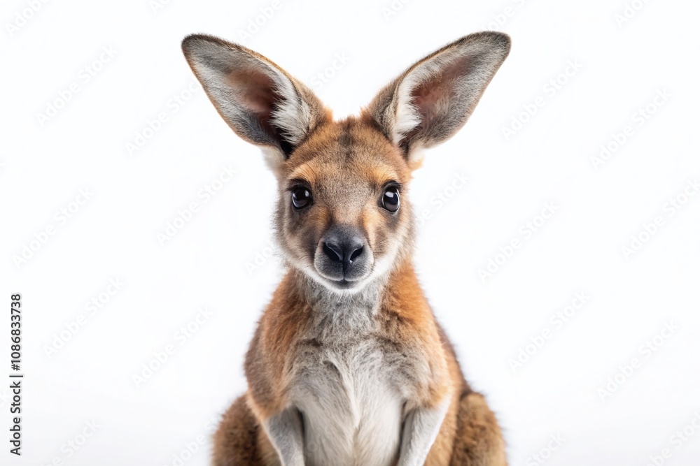 Full Body Portrait of a Red Kangaroo Joey in a Standing Position on a Clean White Background, Ideal for Nature and Wildlife Photography Needs Full Body Portrait of a Red Kangaroo Joey in a Standing Position on a Clean White Background, Ideal for Nature and Wildlife Photography Needs