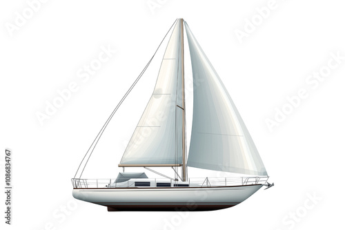 Sail boat isolated on white, png
