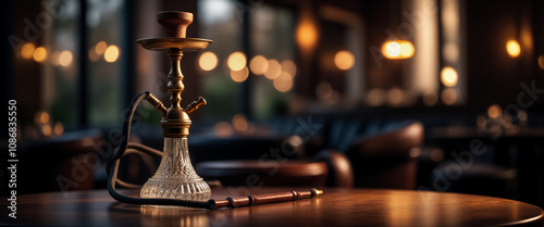 Enjoying a traditional hookah in a cozy lounge during evening hours with warm lighting and inviting atmosphere