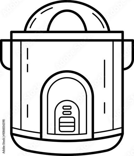 Rice cooker household appliance outline illustration