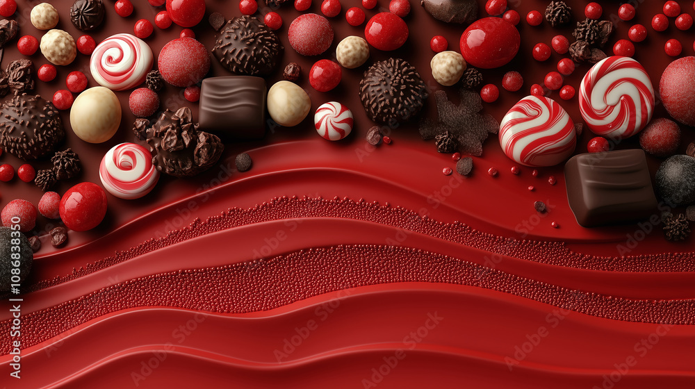 Naklejka premium Chocolate and Candy Decorations Background