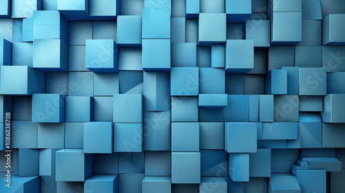 Abstract blue cube background with 3D texture.