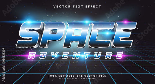 Space Adventure 3D editable text effect Template Suitable for galaxy theme