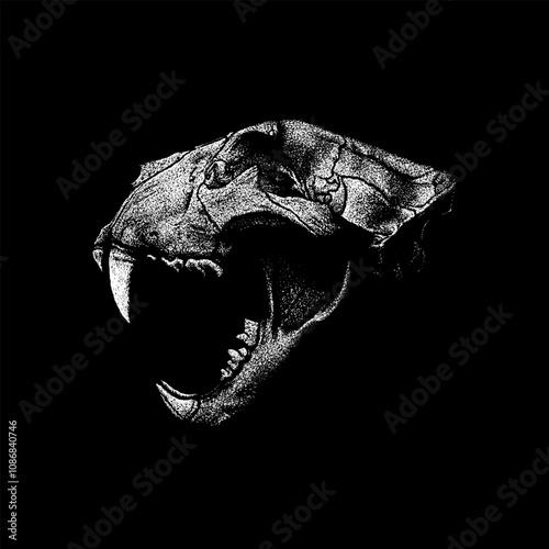 lion skull hand drawing vector isolated on black background.