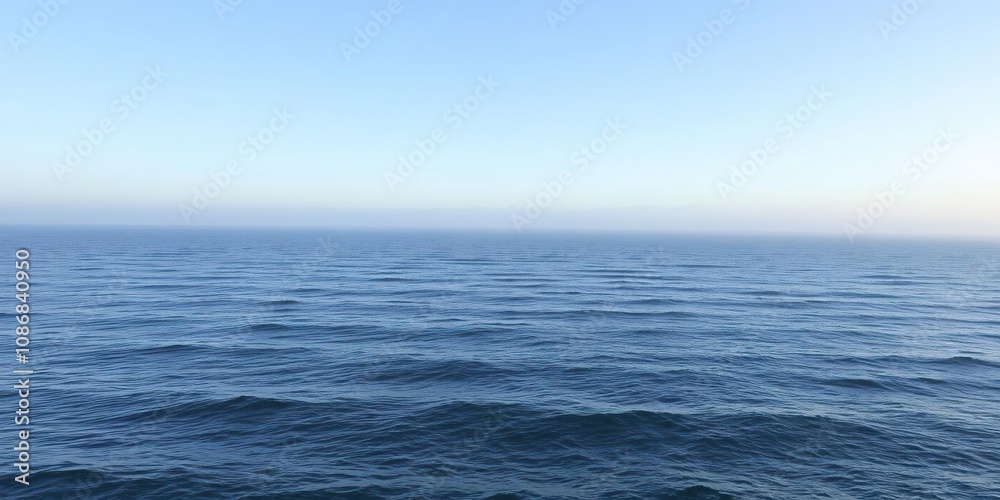 Serene sea landscape with a few wisps of morning fog and gentle ripples, gentle ripples, ocean views Serene sea landscape with a few wisps of morning fog and gentle ripples, gentle ripples, ocean views