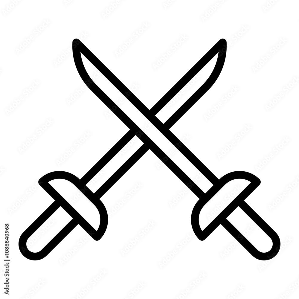 Fencing Vector Line Icon Design Fencing Vector Line Icon Design