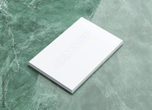 Blank White Paper Mockup on Green Marble