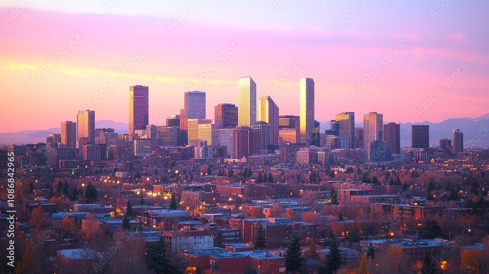 Obraz premium Denver Cityscape at Sunset