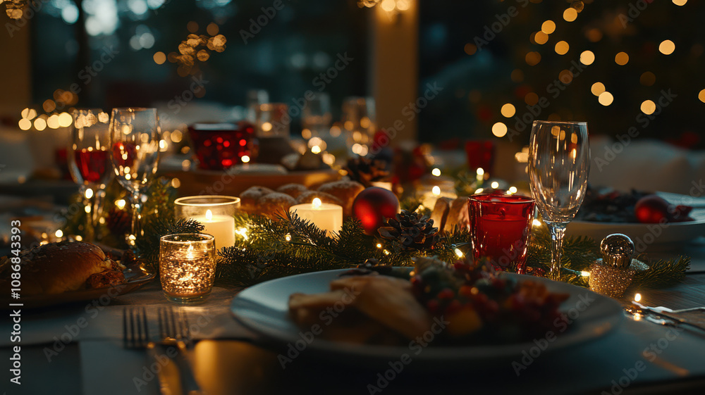 Christmas Dinner Table with Diverse Family Christmas Dinner Table with Diverse Family