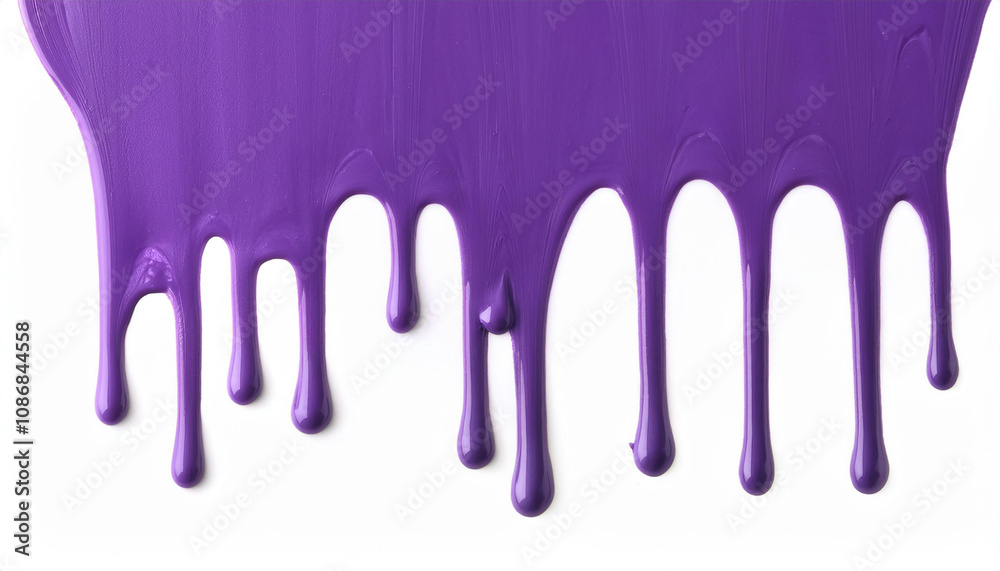 Vibrant purple paint dripping on white background. Fresh bright paint flowing down. Abstract pattern. Vibrant purple paint dripping on white background. Fresh bright paint flowing down. Abstract pattern.