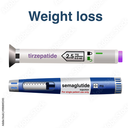 Obraz na plátně Illustration of weigh loss drugs tirzepatide and semaglutide injection pens
