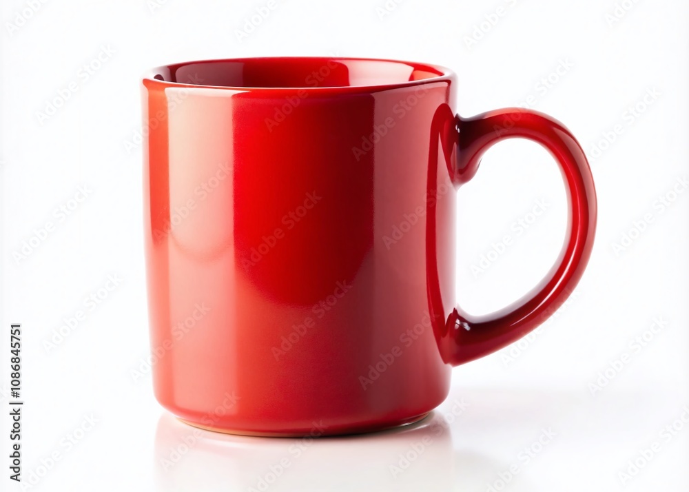 Isolated Plain Red Coffee Mug with Handle on White Background for Customization and Branding Opportunities in Marketing and Product Design Isolated Plain Red Coffee Mug with Handle on White Background for Customization and Branding Opportunities in Marketing and Product Design