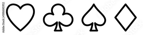 Playing card suits outline vector icon. Editable stroke.