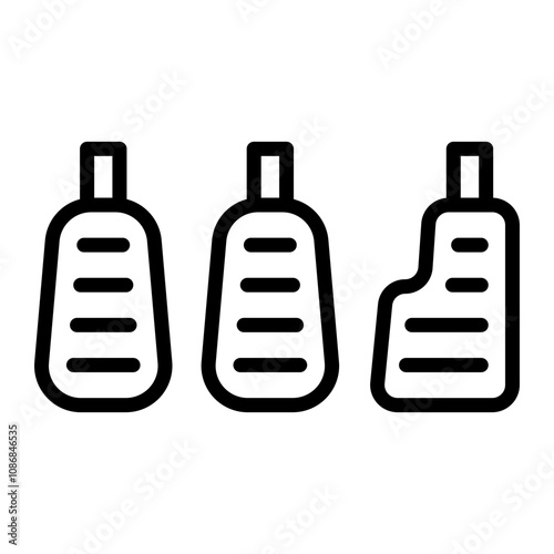Pedals (Clutch, Brake, Accelerator) Vector Line Icon Design