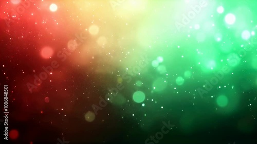 Warm red and green bokeh lights creating a festive Christmas atmosphere, perfect for holiday greetings and seasonal advertisements