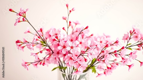 Wallpaper Mural Delicate pink blossoms arranged in a vase, creating a serene and elegant display of springtime beauty. Torontodigital.ca