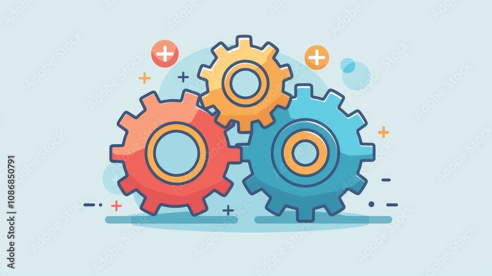 Gears, representing settings, configuration, or process management. Gears, representing settings, configuration, or process management.