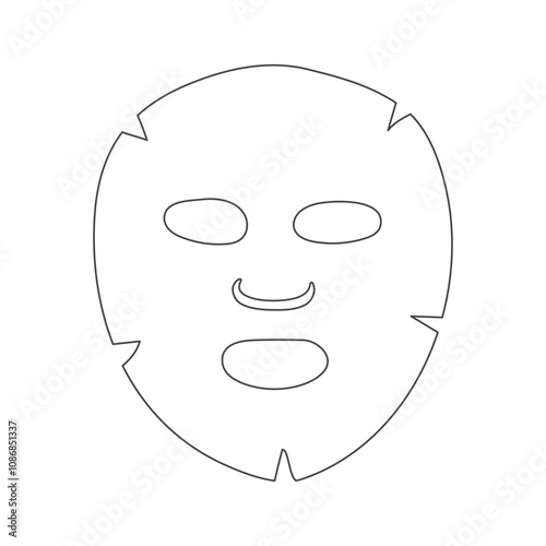 Facial sheet mask doodle icon. Cosmetic product for face. Vector illustration