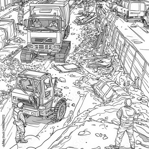 A busy construction site wi...