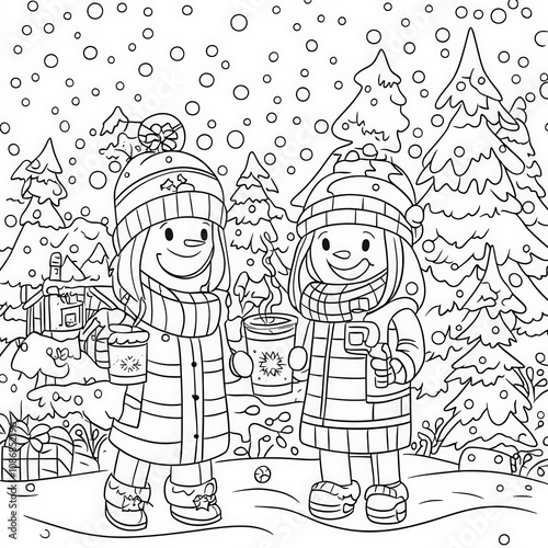 A cozy winter scene with ho...