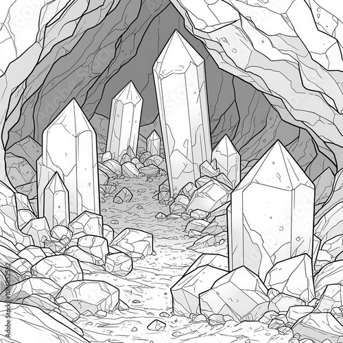 A mystical cave with glowin...