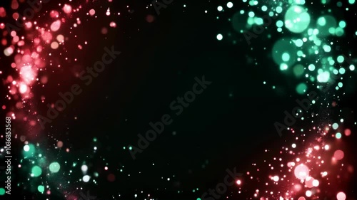 Warm red and green bokeh lights creating a festive Christmas atmosphere, perfect for holiday greetings and seasonal advertisements