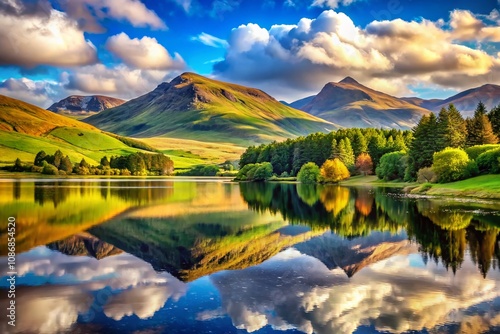 Majestic Landscapes of Banffshire, Scotland: Explore the Beauty of Nature with Lush Green Valleys, Rugged Mountains, and Serene Lakes in a Tranquil Setting photo