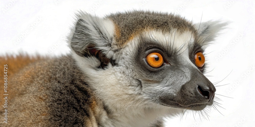 Fototapeta premium Stunning Lemur Face Shot Isolated on Transparent Background - Perfect for Wildlife, Nature, and Animal Enthusiasts, Ideal for Educational Material, Online Content, and Creative Projects