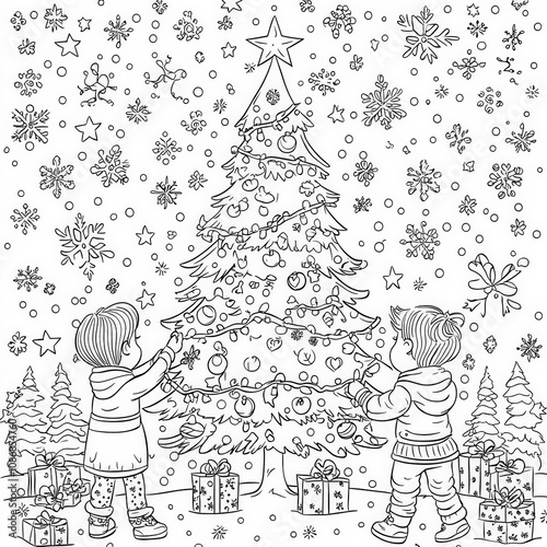 Children decorating a Chris...