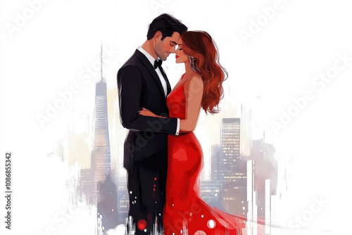Dancing Couple On White Bac...