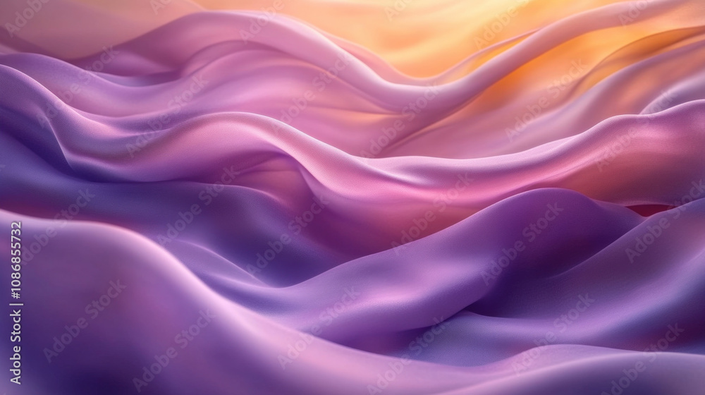 Obraz premium Ethereal Silky Backdrop In A Delicate Lavender Hue, With Flowing Patterns And Soft Reflections That Create A Soothing And Dreamy Environment