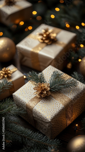 festive flat lay of Christm...