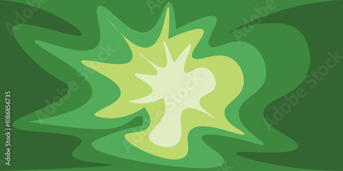 Dynamic illustration with asymmetrical splash pattern in the center of green and white gradient. This energetic design offers visual appeal for contemporary art or graphic design applications