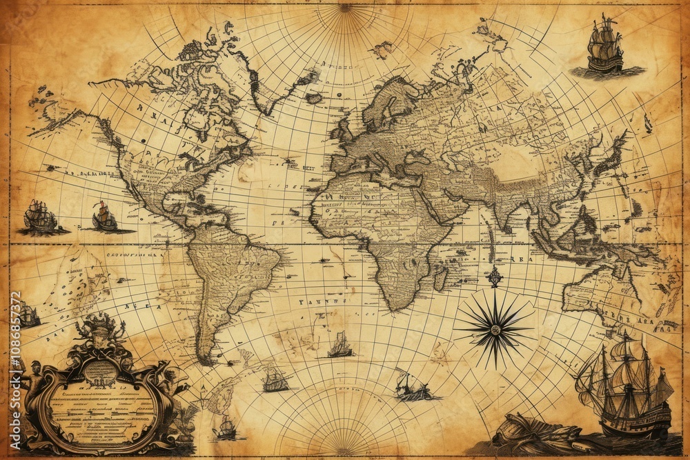 Obraz premium Vintage map backgrounds transportation architecture.