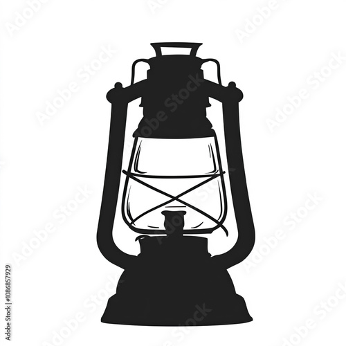 Oil Lamp Silhouette, Illust...