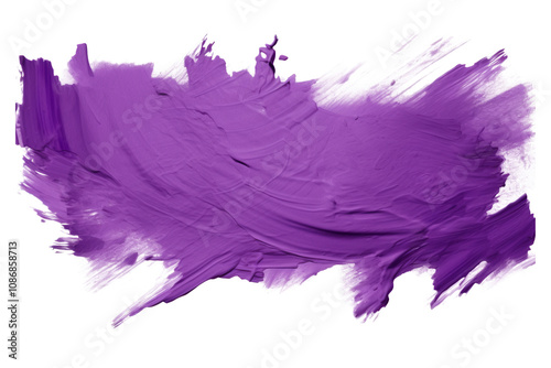 Trazo de pintura amarilla estilo óleo, pintura plástica con textura, de color morado sin fondo.