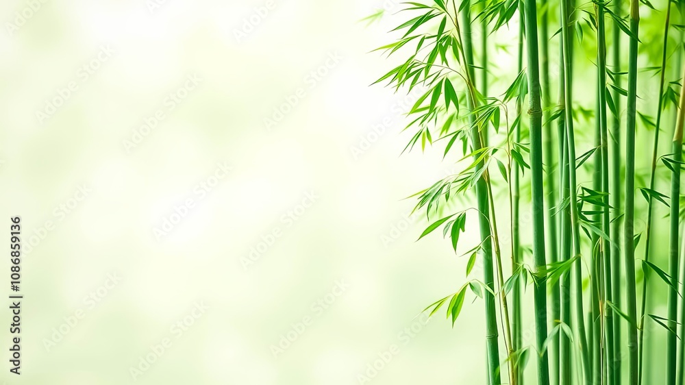 A serene and minimalist background featuring a vibrant cluster of bamboo stalks, their smooth green surfaces contrasting against the soft, blurred green backdrop. A serene and minimalist background featuring a vibrant cluster of bamboo stalks, their smooth green surfaces contrasting against the soft, blurred green backdrop.