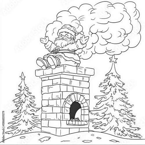 Santa Claus sliding down a ...