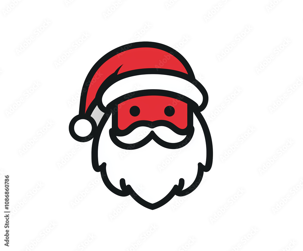 PNG cut out isolated background. Minimalistic Santa Claus face icon featuring Santa’s signature red hat, white beard, and a cheerful expression. PNG cut out isolated background. Minimalistic Santa Claus face icon featuring Santa’s signature red hat, white beard, and a cheerful expression.