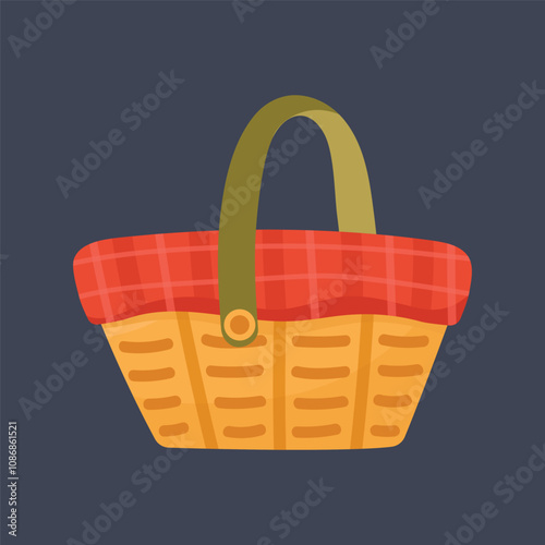 picnic bucket in flat vector design.