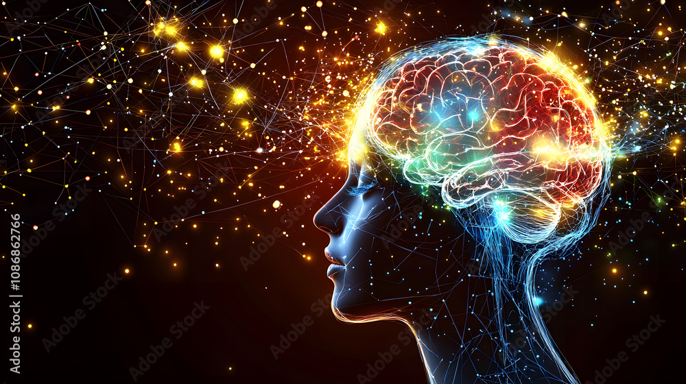 Illuminated brain symbolizing creativity and knowledge Illuminated brain symbolizing creativity and knowledge
