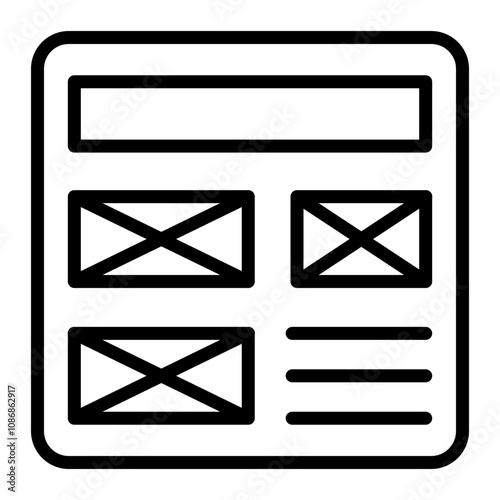 Wireframe  Vector Line Icon Design
