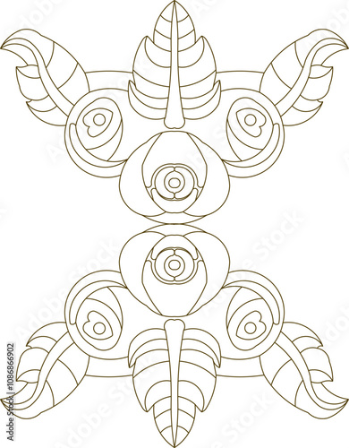 Vector sketch illustration of the silhouette of a classic ethnic vintage traditional floral ornament design for completeness of the image 