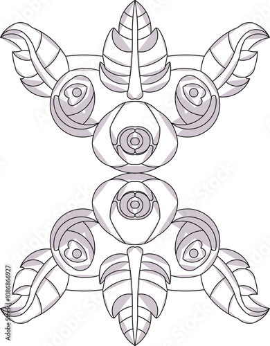 Vector sketch illustration of the silhouette of a classic ethnic vintage traditional floral ornament design for completeness of the image 