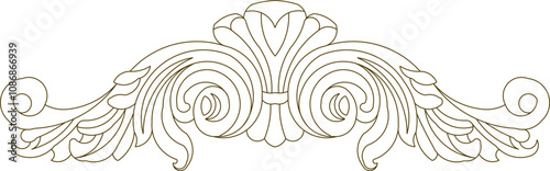 Vector sketch illustration of the silhouette of a classic ethnic vintage traditional floral ornament design for completeness of the image 
